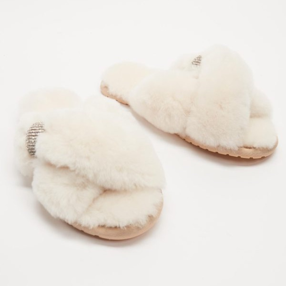 NEW Emu Australia Mayberry Crystal Slippers in Natural (Fall 2022 Collection)